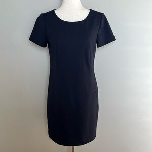 Theory Textured Wool Blend Shift Sheath Dress w/ Pockets Navy Size 6